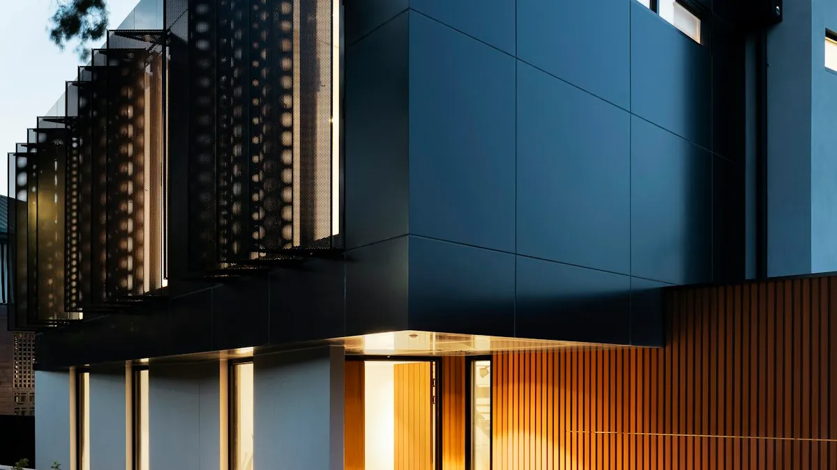 Modern luxury home exterior dusk photography